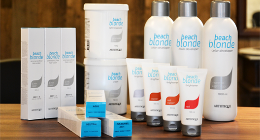 Seria produktów do rozjaśniania i pielęgnacji włosów rozjaśnianych Artistique Beach Blonde.